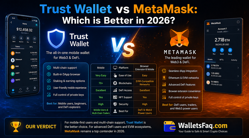 Trust Wallet vs MetaMask: Which is better in 2026? 